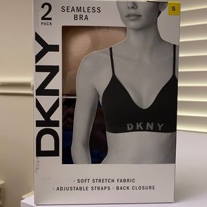 DKNY 2 PACK SEAMLESS BRA BRALETTE BLACK/GLOW NEW
